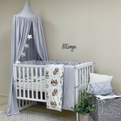 Set lenjerie Patut BebeCopii 6 piese Teddy gri